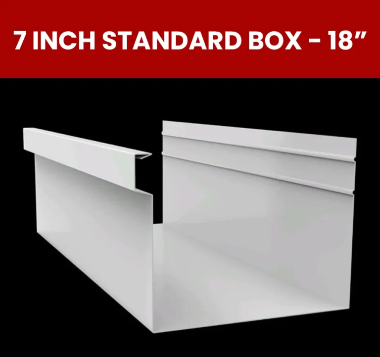 7 inch true box 18" gutter machine making a large seamless box gutter for residential homes.